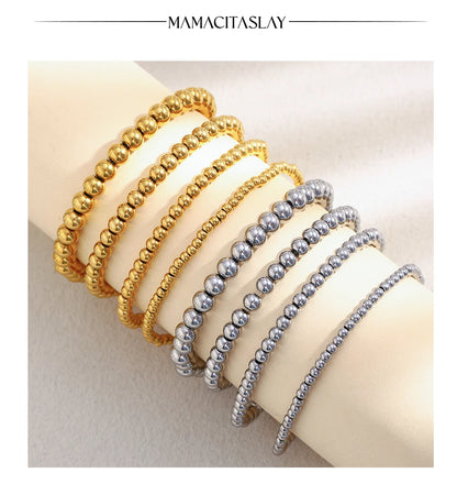 MamacitaSlay 316L Stainless Steel Elastic Bead Bracelet 18K Gold Plated Waterproof Wrist Jewelry High Quality Bracelet Gifts