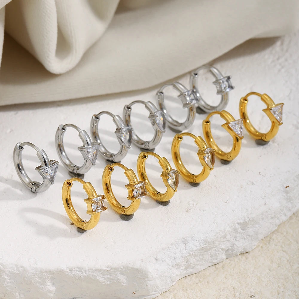 MamacitaSlay 316l Stainless Steel Zircon Hoop Earring 18K Gold Plated Waterproof  Minimalist Jewelry for Women 2026 Trend Gift