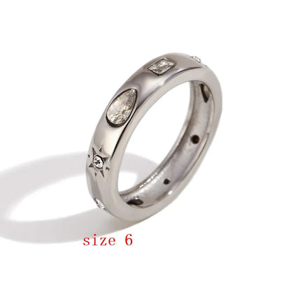 MamacitaSlay Classic Solar Geometric Zircon Bracelets Shiny Zircon Hoop Earrings 2024 Trend Stainless Steel Ring Woman