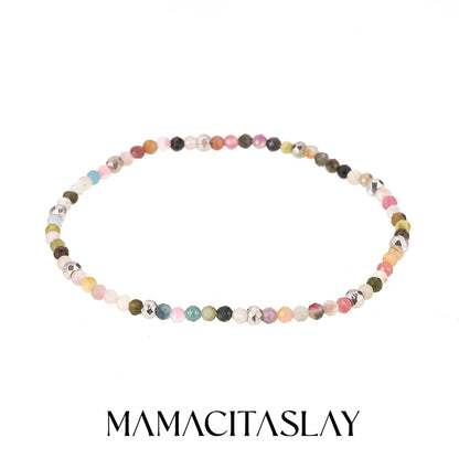 MamacitaSlay 316L Stainless Steel Natural Stone Necklace Elastic Rope Bracelet Handmade Waterproof Jewelry Women's Classic Gift