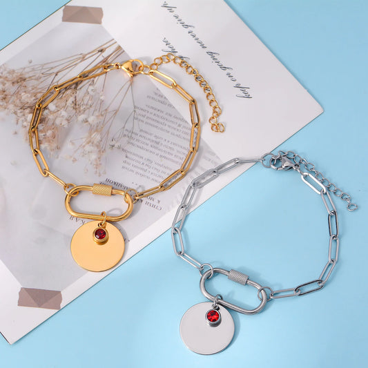 Circle of Love Engraved Birthstone Bracelet