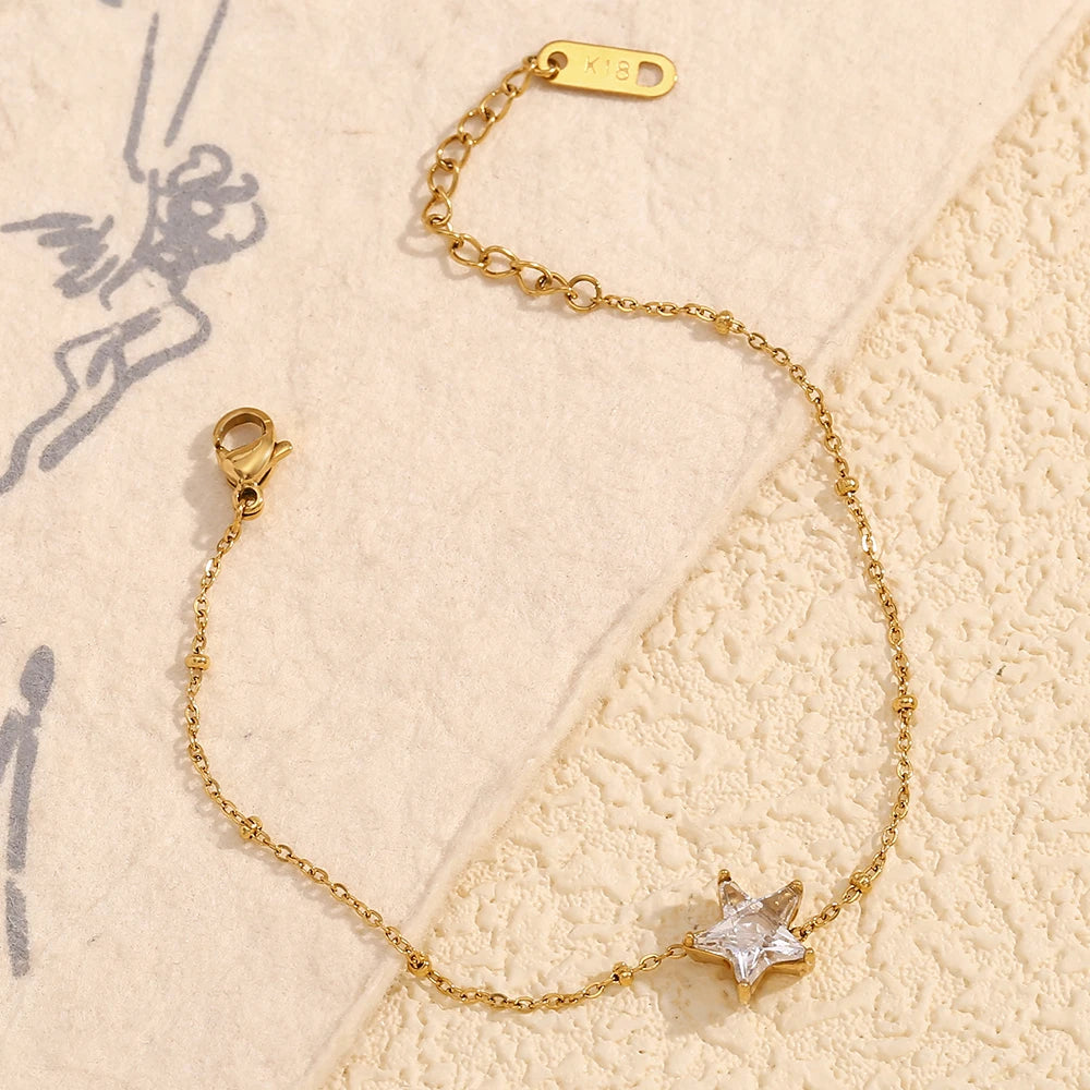 MamacitaSlay Elegant Sparking Star Thin Chain bracelets Tarnish Free Watewrproof stainless steel bracelet Trendy jewelry women