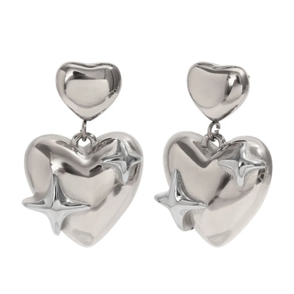MamacitaSlay Exclusive Stainless Steel Heart Star Earrings 2025 New Design Waterproof Jewelry Women's Charm Statement Earrings