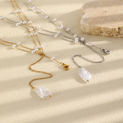 MamacitaSlay 316L Stainless Steel Multilayer Chain Pearl Body Chain 18K Gold Plated Waterproof Jewelry For Bikini Accessories
