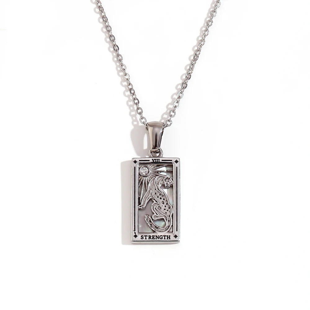 MamacitaSlay 316L Stainless Steel Zircon Tarot Necklace 18K Gold Plated Waterproof Jewelry Women's Creative Elegant Necklace