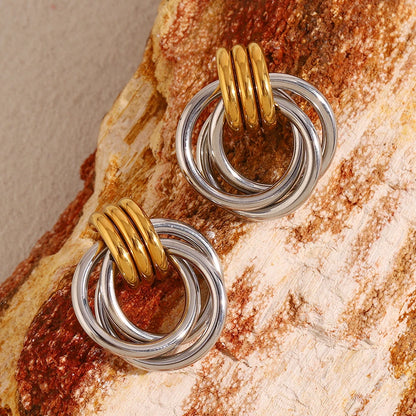 MamacitaSlay Minimalist Stainless Steel Gold Silver Colour Geometric Earrings Women's Waterproof Jewelry High Quality Gift