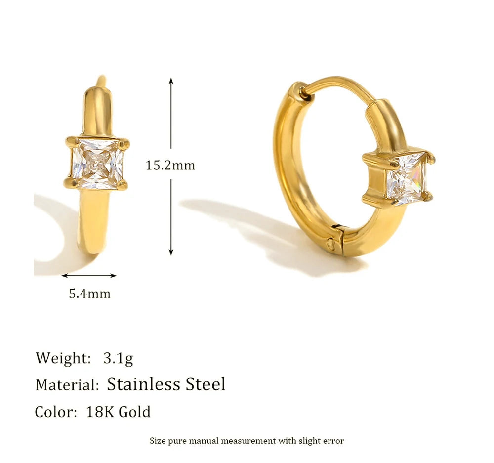 MamacitaSlay 316l Stainless Steel Zircon Hoop Earring 18K Gold Plated Waterproof  Minimalist Jewelry for Women 2026 Trend Gift