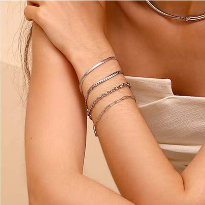 MamacitaSlay Classic Paper Clip Chain Blade Chain O Chain NK Chain Women's Hand Bracelets Trendy Women's Stainless Steel Jewelry