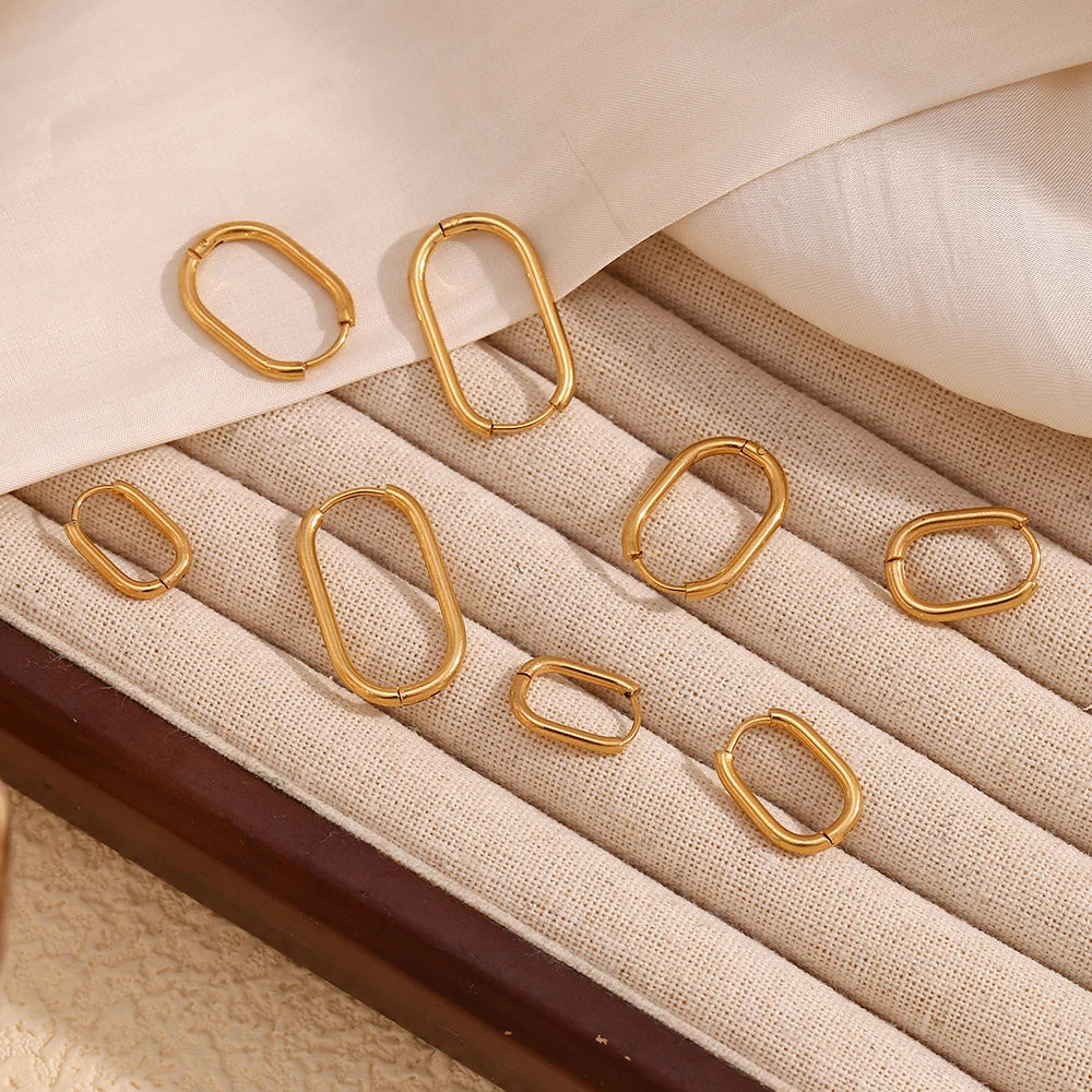 MamacitaSlay Classic Multi-Size U-Shape Hoops 18K Gold Plated Women's Earrings Waterproof 316L Stainless Steel Women's Jewelry