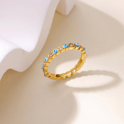Stainless Steel Evil Eye Finger Ring Lucky Aesthetic Turkish Waterproof