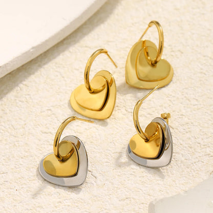 MamacitaSlay 316L Stainless Steel Heart Mixed Color Earrings 18K Gold Plated Waterproof Jewelry Women's Elegant Earrings Gifts