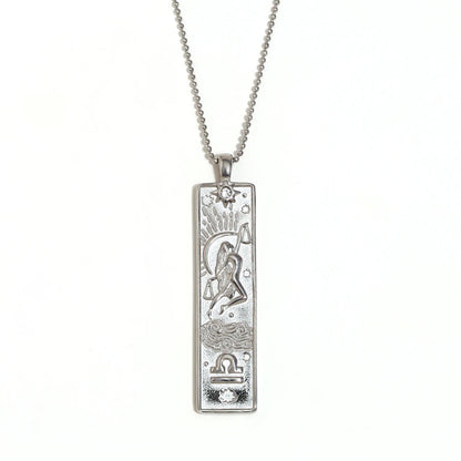 MamacitaSlay 316L Stainless Steel Zodiac Sign Rectangle Pendant Necklace 18K Gold Plated Waterproof Jewelry For Women Daily Wear
