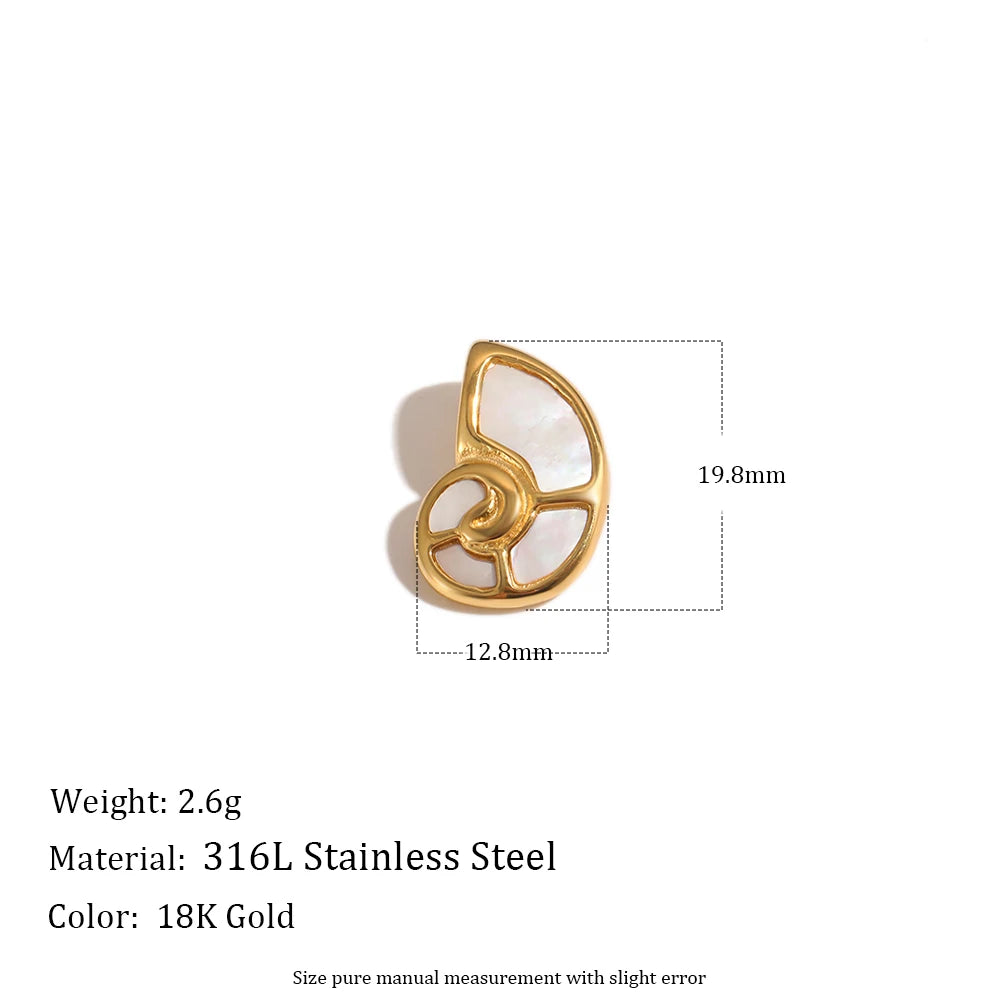 MamacitaSlay 316L Stainless Steel Ocean Theme Zircon Shell Charms 18K Gold Plated Waterproof Making DIY Jewelry For Women Gift