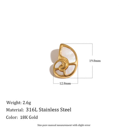 MamacitaSlay 316L Stainless Steel Ocean Theme Zircon Shell Charms 18K Gold Plated Waterproof Making DIY Jewelry For Women Gift
