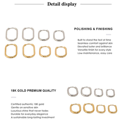 MamacitaSlay Classic Multi-Size U-Shape Hoops 18K Gold Plated Women's Earrings Waterproof 316L Stainless Steel Women's Jewelry