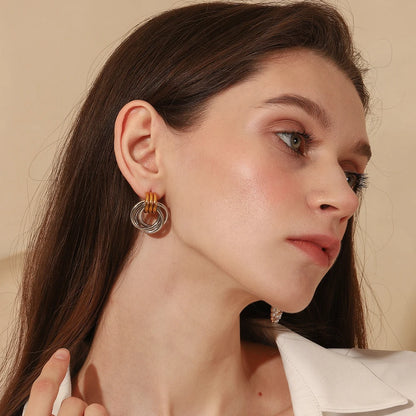 MamacitaSlay Minimalist Stainless Steel Gold Silver Colour Geometric Earrings Women's Waterproof Jewelry High Quality Gift