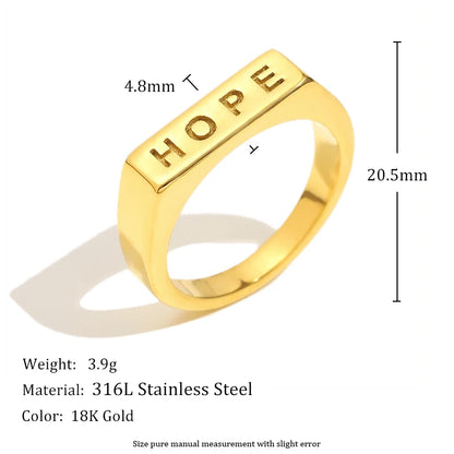 MamacitaSlay 316L Stainless Steel "HOPE" Letter Ring Party Waterproof Jewelry Women's Classic Charm Ring 2025 New Trend Gift