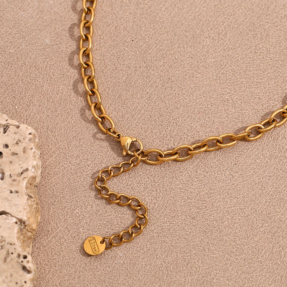 MamacitaSlay 316L Stainless Steel Baroque Pearl Enamel Heart Necklace 18K Gold Plated Waterproof Hawaiian Jewelry For Women Gift