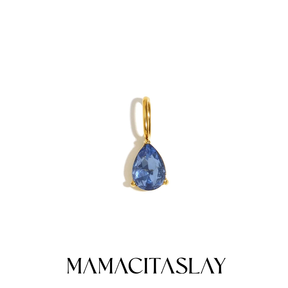 MamacitaSlay 316L Stainless Steel Zircon December Birthstone Charms Earrings Necklaces Bracelets DIY Pendant Waterproof Jewelry