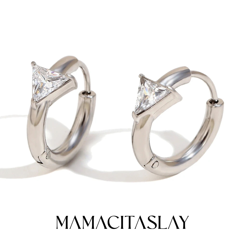 MamacitaSlay 316l Stainless Steel Zircon Hoop Earring 18K Gold Plated Waterproof  Minimalist Jewelry for Women 2026 Trend Gift