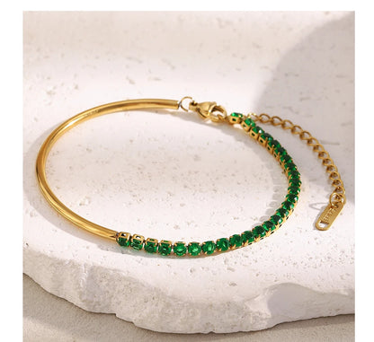 MamacitaSlay 316L Stainless Steel Zircon Asymmetric Bracelet Party Waterproof Jewelry Women's Creative Wrist Jewelry Bracelet