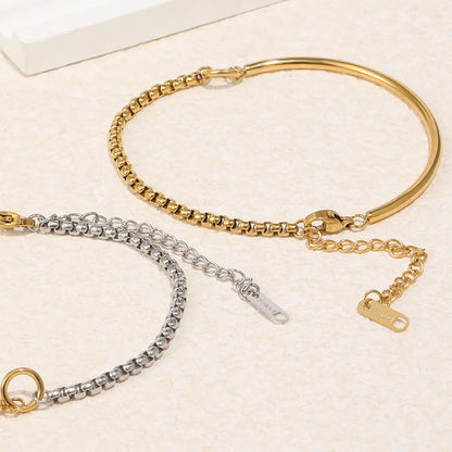 MamacitaSlay 316L Stainless Steel Mixed Color Asymmetric Bracelet 18K Gold Plated Waterproof Wrist Jewelry Women's Bracelet Gift