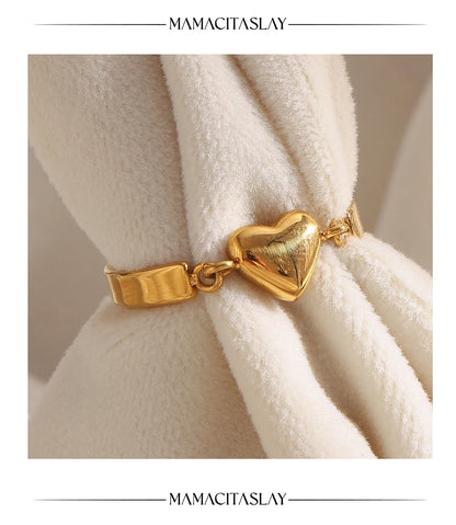 MamacitaSlay 316L Stainless Steel Two Tone Heart Ring Party Waterproof Jewelry Women's Unique Cool Charm Ring 2025 Trend Gift