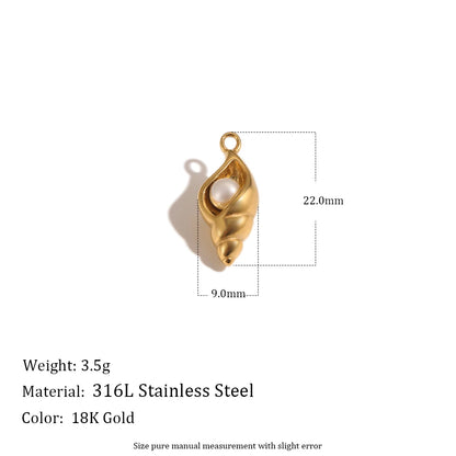 MamacitaSlay 316L Stainless Steel Ocean Theme Zircon Shell Charms 18K Gold Plated Waterproof Making DIY Jewelry For Women Gift