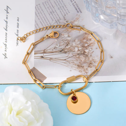 Circle of Love Engraved Birthstone Bracelet