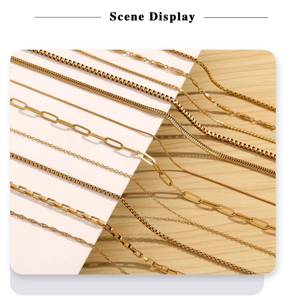 MamacitaSlay Water Wave Chain Snake Chain Women's 316L Stainless Steel Necklace Bracelets Belly Chain Various Styles Jewelry