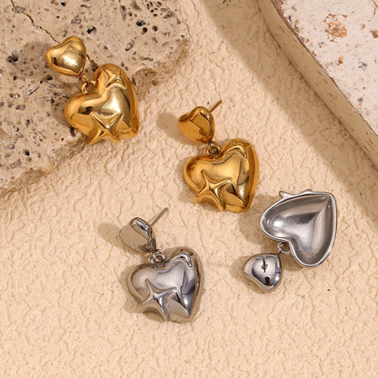 MamacitaSlay Exclusive Stainless Steel Heart Star Earrings 2025 New Design Waterproof Jewelry Women's Charm Statement Earrings