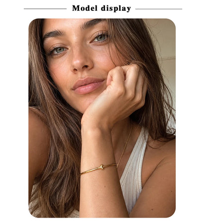 Mamacitaslay 316L Stainless Steel Heart Thin Bracelet Minimalist 18K Gold Plated Waterproof Jewelry Daily Dating Gifts Women