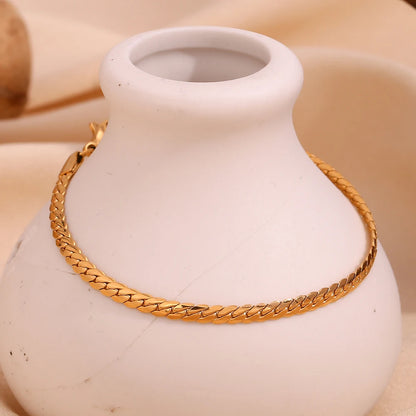 MamacitaSlay 316L Stainless Steel Encrypted NK Chain Bracelet 18K Gold Plated Minimalist Waterproof Jewelry For Women Daily Wear