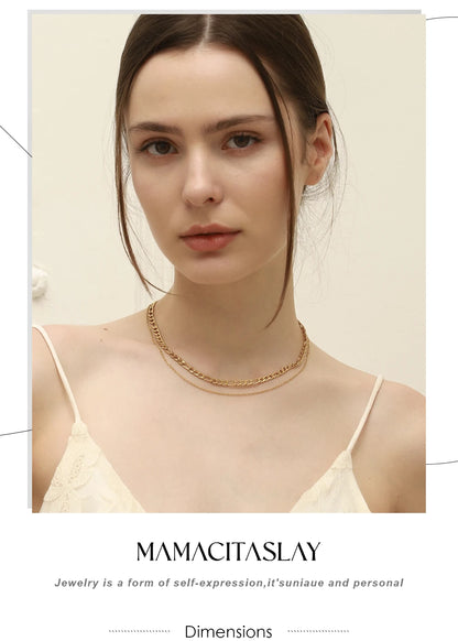 MamacitaSlay 316L Stainless Steel Mixed Color Asymmetric Bracelet 18K Gold Plated Waterproof Wrist Jewelry Women's Bracelet Gift