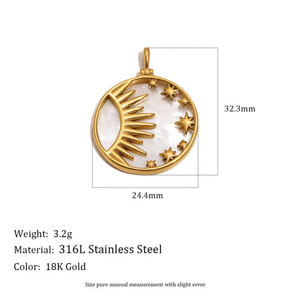 MamacitaSlay 18K Gold Plated Shell Moon Star Charm 316L Stainless Steel Ceramic Beads For DIY Earrings Bracelet Necklace Making