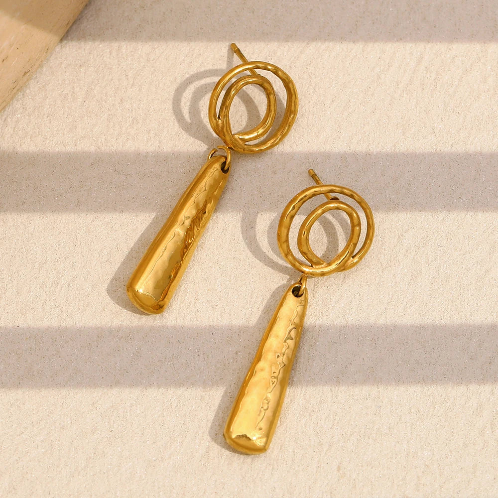 MamacitaSlay Creative 18K Gold Plated Stainless Steel Spiral Earrings, Popular Waterproof Jewelry Women's Charm Earrings Gift