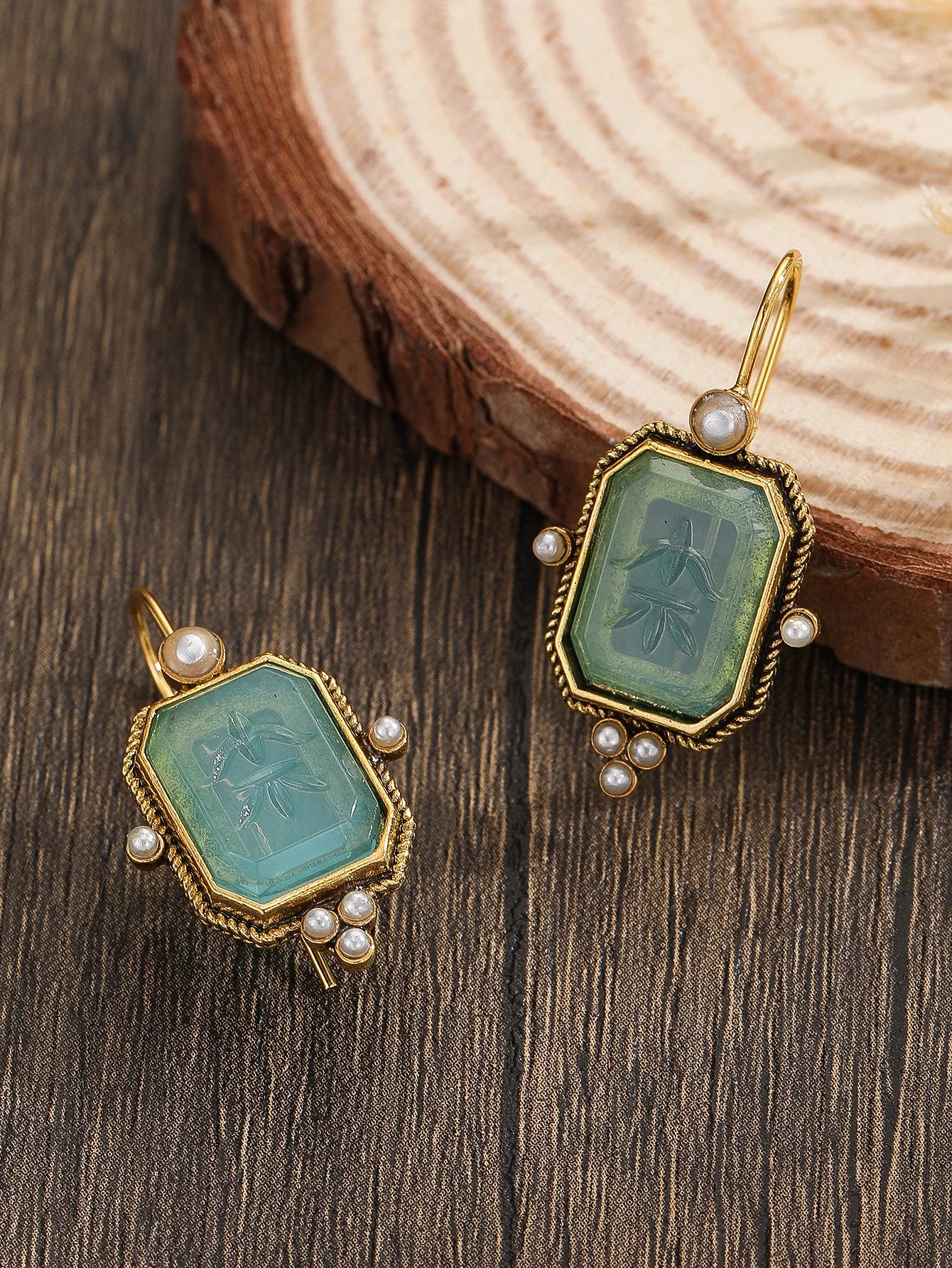 Elegant Vintage Geometric Pearl Pendant Drop Earrings