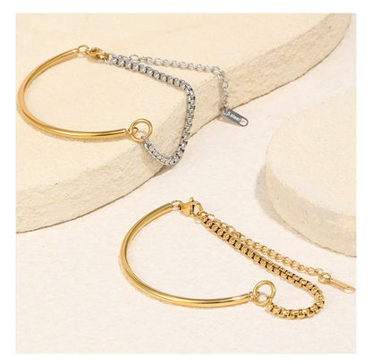 MamacitaSlay 316L Stainless Steel Mixed Color Asymmetric Bracelet 18K Gold Plated Waterproof Wrist Jewelry Women's Bracelet Gift