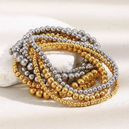MamacitaSlay 316L Stainless Steel Elastic Bead Bracelet 18K Gold Plated Waterproof Wrist Jewelry High Quality Bracelet Gifts