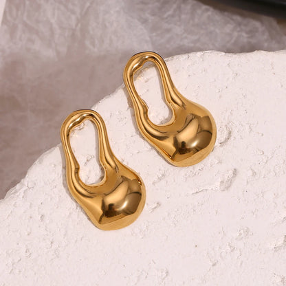 MamacitaSlay Newly design Irregular Pin gold plated earrings for women stainless steel jewelry Waterproof titanium earrings