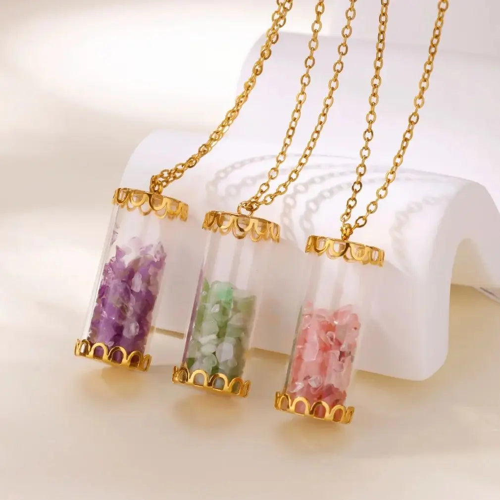 Stainless Steel Wishing Bottle Pendent Necklaces Charm Trendy Necklaces Waterproof
