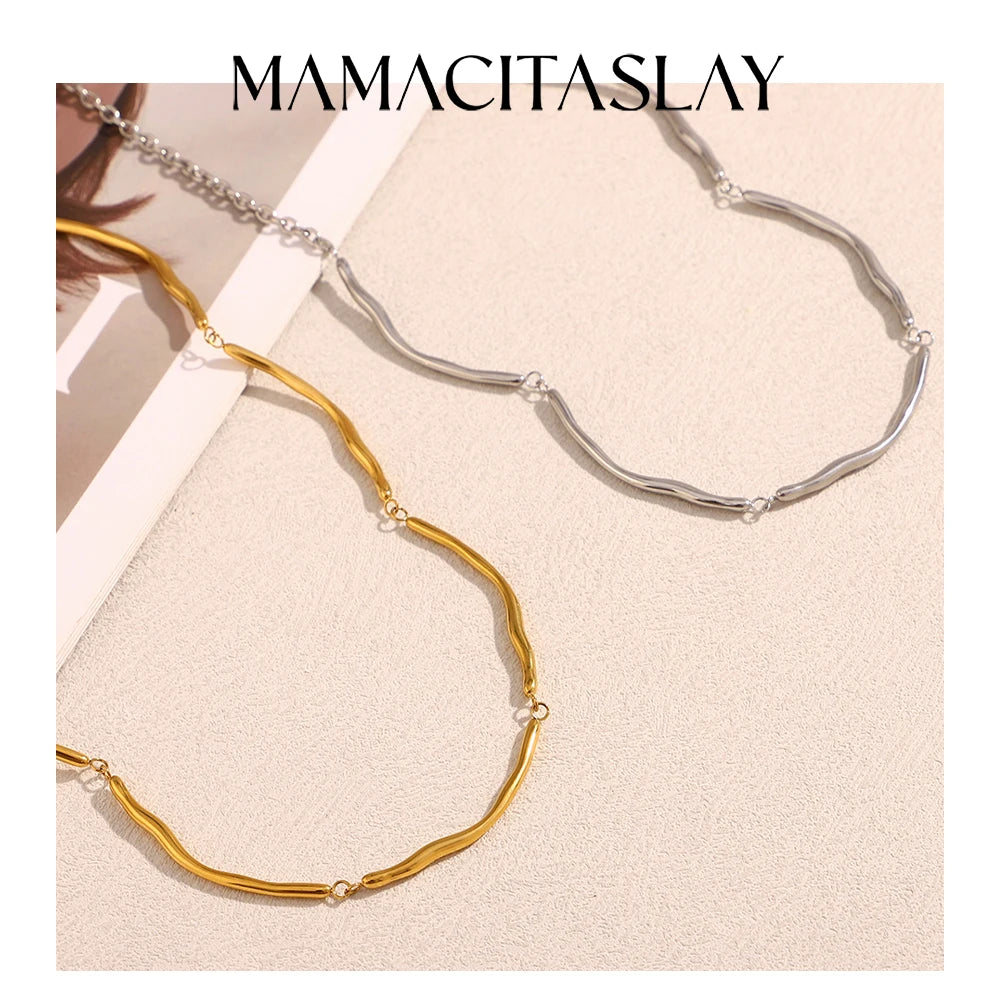 MamacitaSlay Classic 316L Stainless Steel Irregular Necklace Party Waterproof Jewelry Unique Cool Neck Jewelry Neutral Necklace