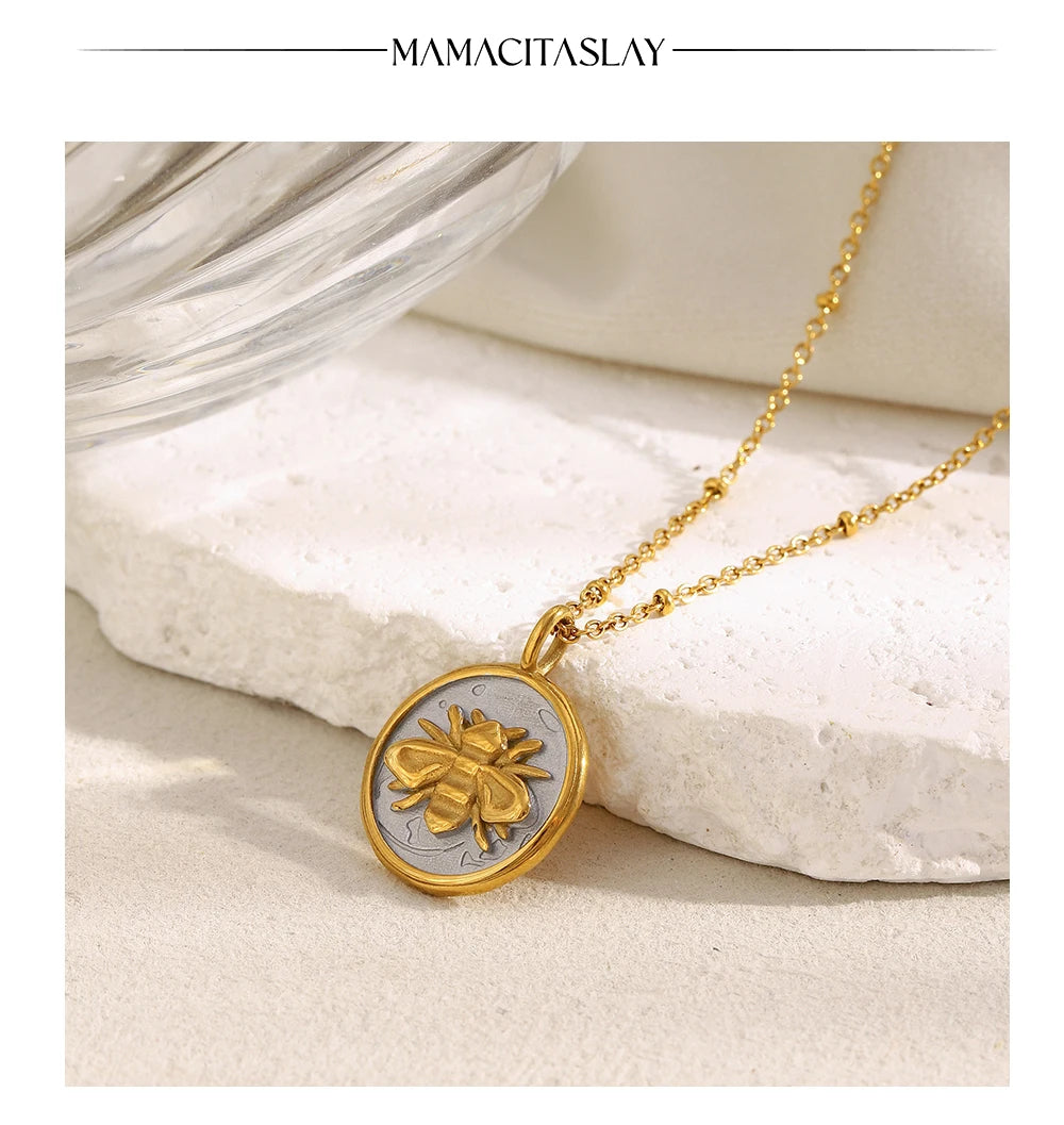 MamacitaSlay 316L Stainless Steel Star Moon Heart Insect Necklace Party Waterproof Neck Jewelry Women's Charm Necklace 2025 Gift