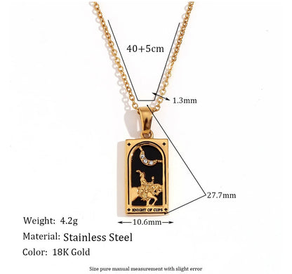 MamacitaSlay 316L Stainless Steel Zircon Tarot Necklace 18K Gold Plated Waterproof Jewelry Women's Creative Elegant Necklace
