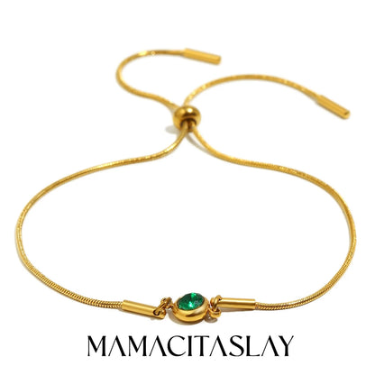 MamacitaSlay 316L Stainless Steel Zircon December Birthstone Adjustable Bracelet Waterproof Wrist Jewelry Women's Charm Bracelet