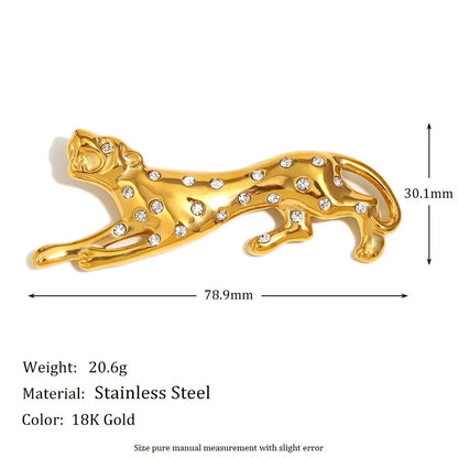 MamacitaSlay Unique 18K Gold Plated Zircon Wine Glass Leopard Brooch Banquet Waterproof Jewelry Women's High Quality Jewelry