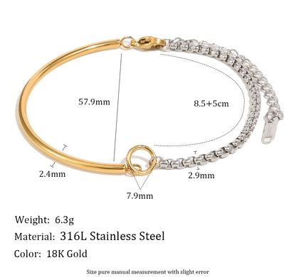 MamacitaSlay 316L Stainless Steel Mixed Color Asymmetric Bracelet 18K Gold Plated Waterproof Wrist Jewelry Women's Bracelet Gift