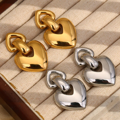 MamacitaSlay 18K Gold Plated Stainless Steel Heart Shaped Earrings Party Waterproof Jewelry Women's Charm Statement Earrings