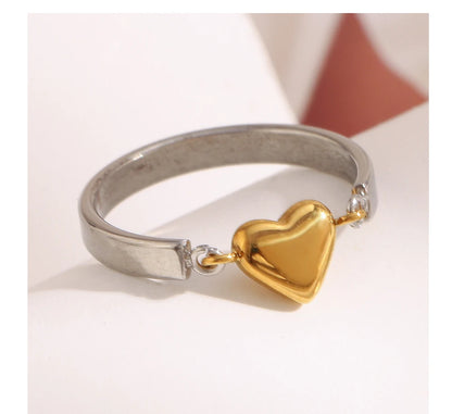 MamacitaSlay 316L Stainless Steel Two Tone Heart Ring Party Waterproof Jewelry Women's Unique Cool Charm Ring 2025 Trend Gift