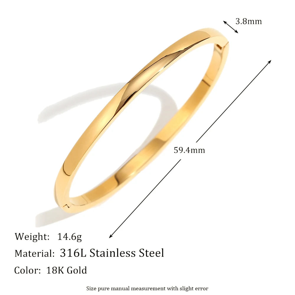 MamacitaSlay 316L Stainless Steel Plain Polished Multiple Sizes Cuff Bangle 18K Gold Plated Waterproof Jewelry For Women  Gift